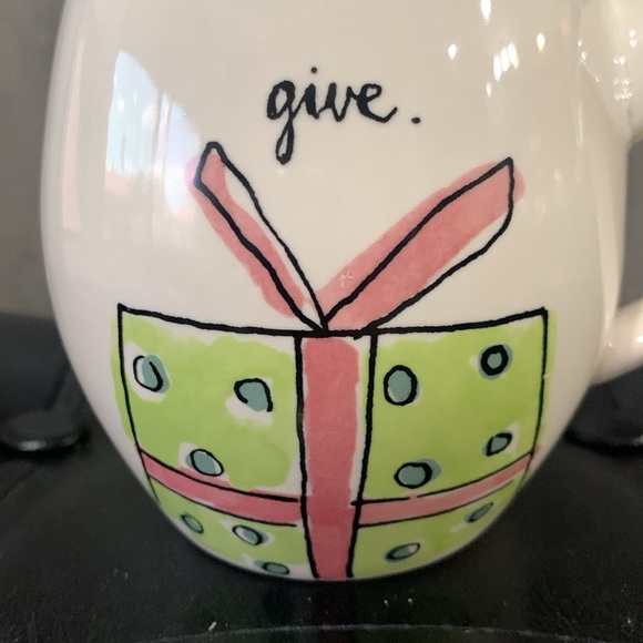 New Give Christmas Gift Holiday Rae Dunn White & Yellow Coffee Mug - Picture 2 of 9